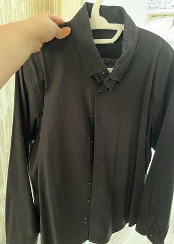 Düğmeli Siyah Erkek Gömlek, Regular Fit, Uzun Kollu - Görsel 3