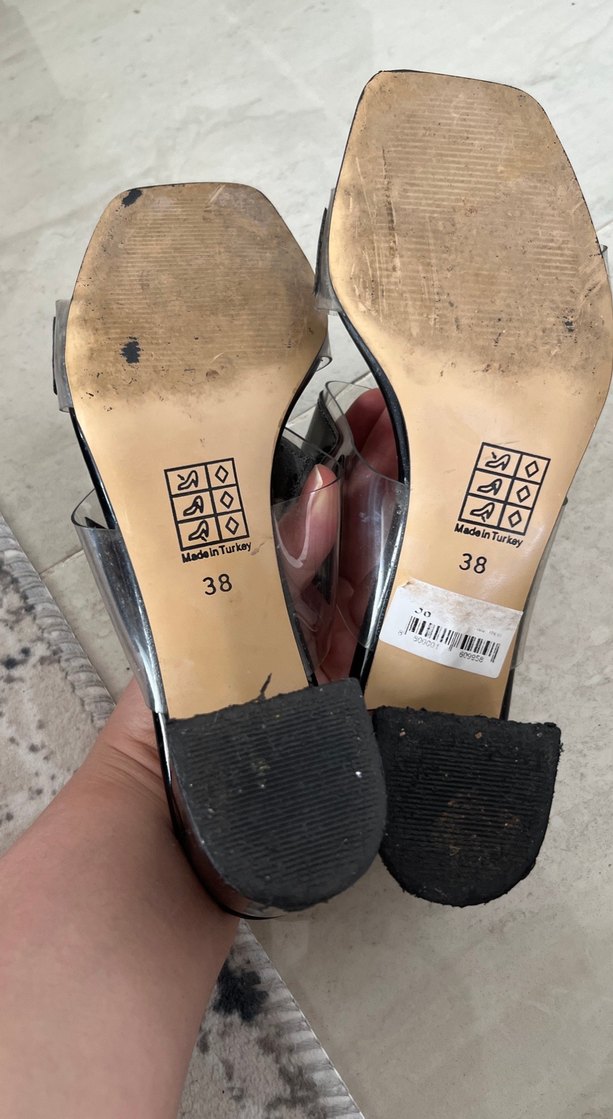 Siyah Kemerli Blok Topuklu Kadın Terlik - Görsel 3