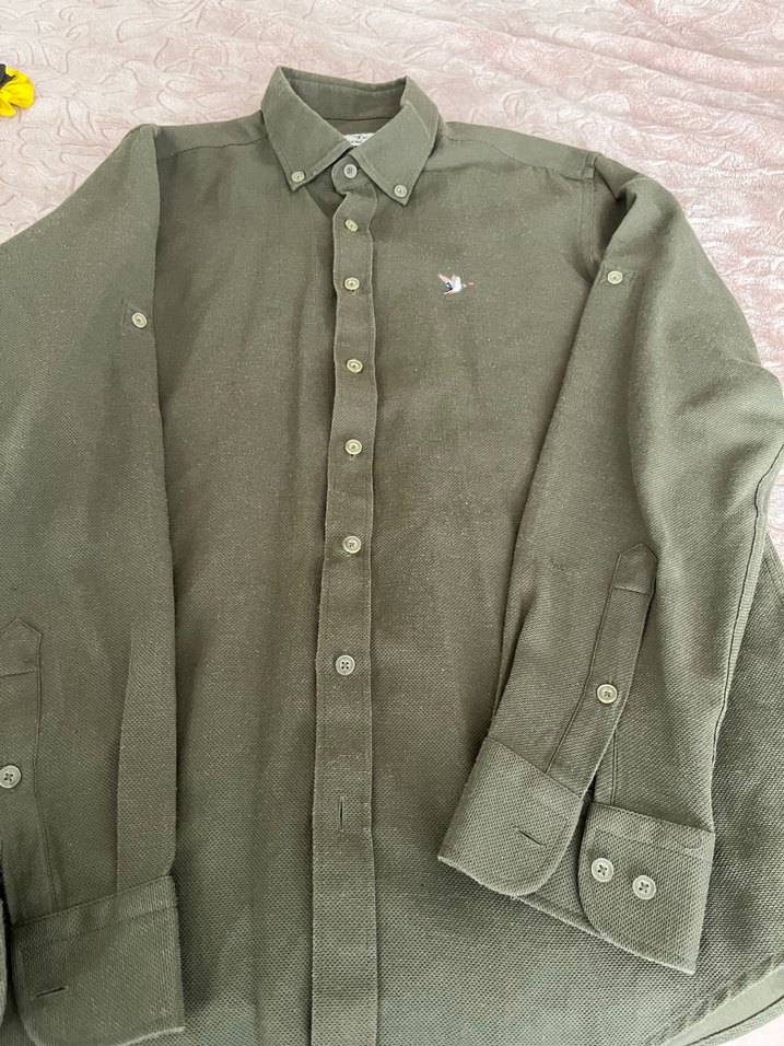 Bej Erkek Gömlek Uzun Kollu Düğmeli - Görsel 3