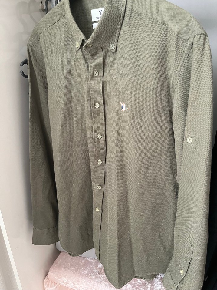 Bej Erkek Gömlek Uzun Kollu Düğmeli - Görsel 2