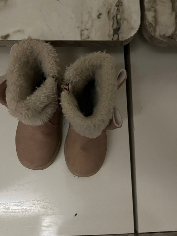 Kız Çocuk Bej Süet Kürklü Bot - Görsel 4