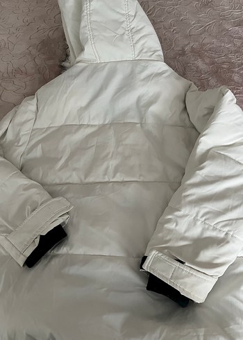 Kadın Beyaz Kürklü Midi Kışlık Mont - Görsel 5