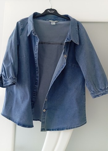 H&M Düğmeli Mavi Denim Kadın Gömlek