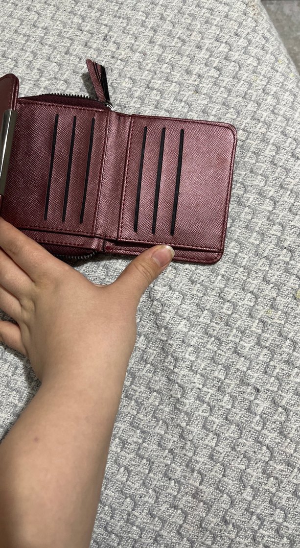 Bordo Deri Fermuarlı Kadın Cüzdanı - Görsel 3