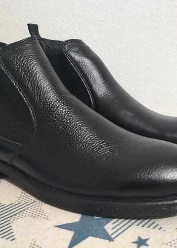 Klasik Siyah Deri Erkek Bot - Görsel 3