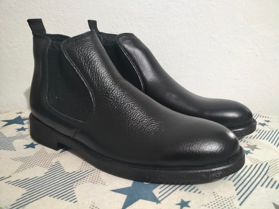 Klasik Siyah Deri Erkek Bot - Görsel 3