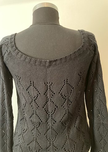 Siyah Örgü Kadın Triko Kazak - Görsel 6