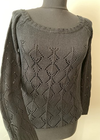 Siyah Örgü Kadın Triko Kazak - Görsel 3