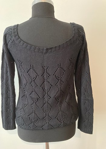 Siyah Örgü Kadın Triko Kazak - Görsel 5