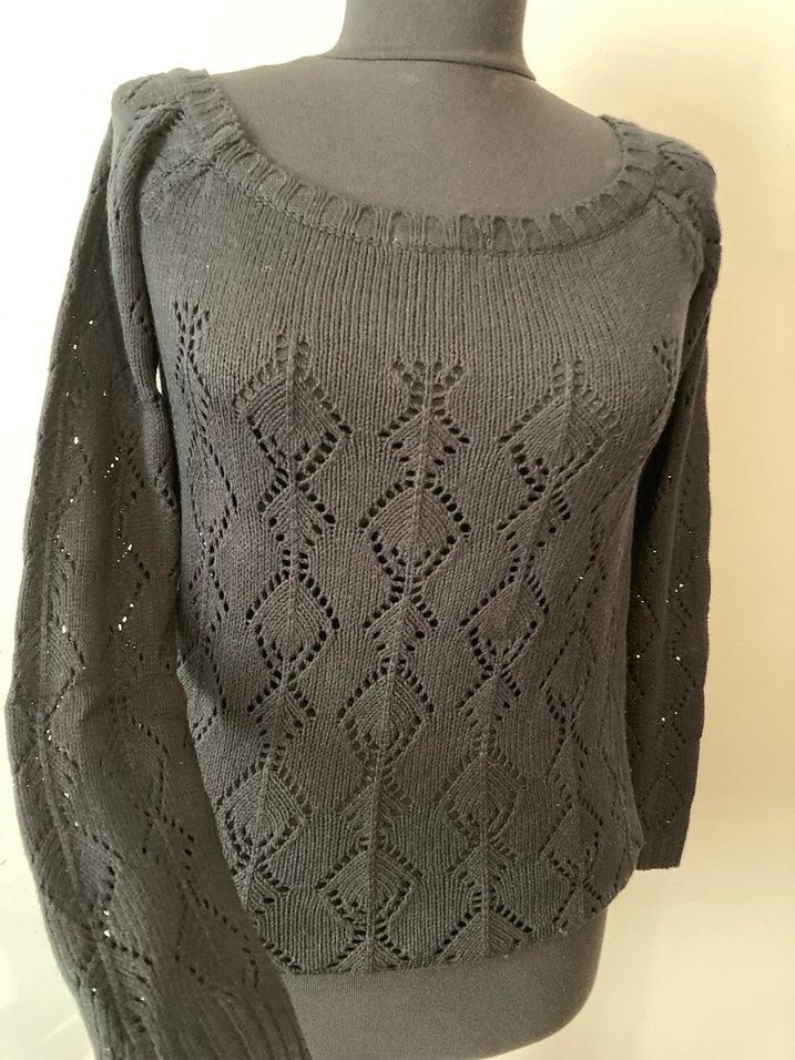 Siyah Örgü Kadın Triko Kazak - Görsel 3