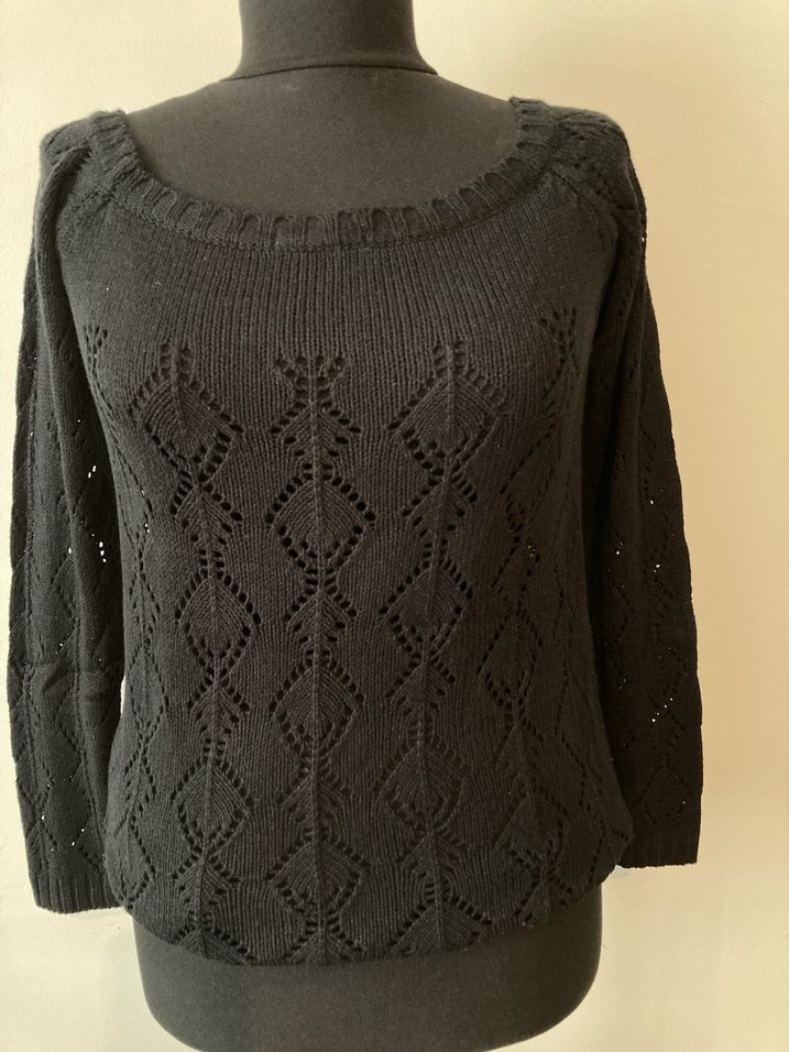 Siyah Örgü Kadın Triko Kazak - Görsel 2