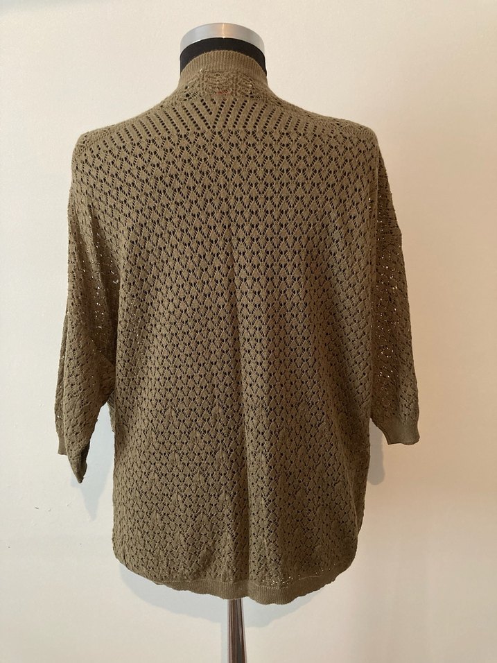 Yeşil Örgü Bohem Kadın Hırka - Görsel 3