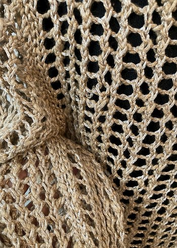 V Yaka Bej Örgü Kadın Kazak - Görsel 4