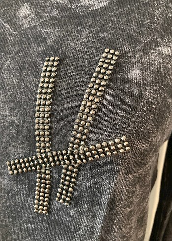 Gri Uzun Kollu Kadın Tişört - Görsel 2