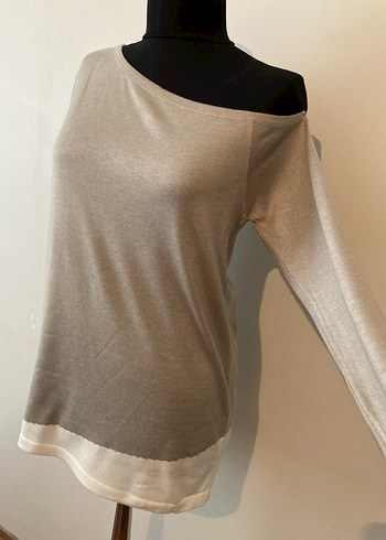 Bej Kadın Uzun Kollu Salaş Kazak - Görsel 2