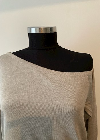 Bej Kadın Uzun Kollu Salaş Kazak - Görsel 3