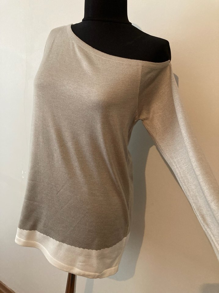 Bej Kadın Uzun Kollu Salaş Kazak - Görsel 2