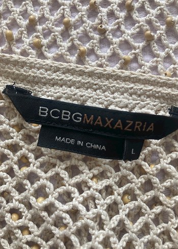 Boncuk İşlemeli Bej Örgü Kadın Yelek - Görsel 6