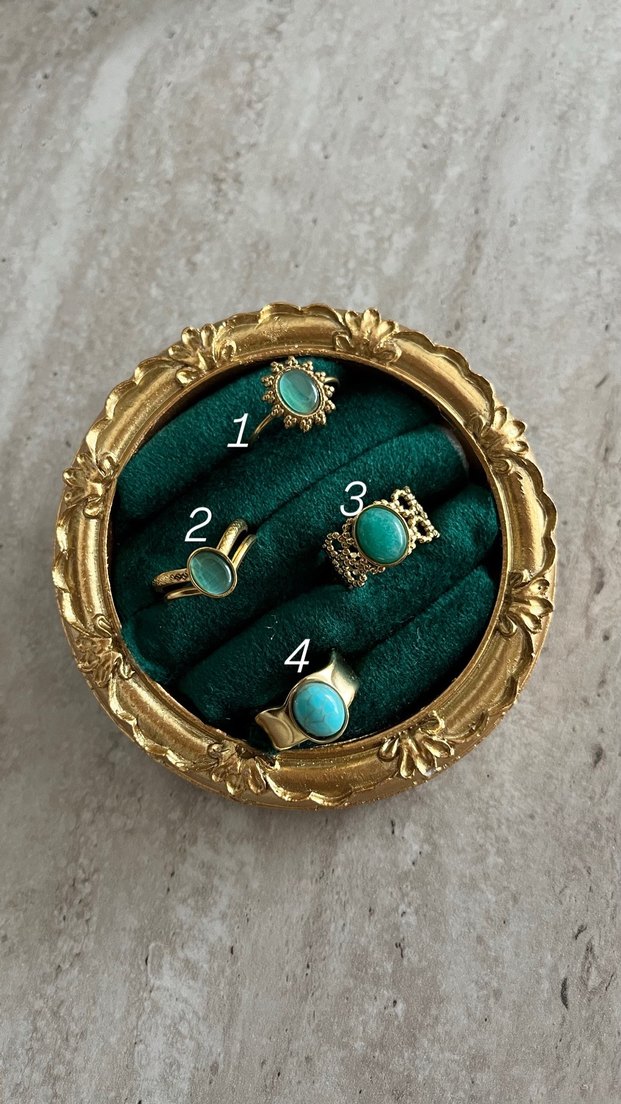 Vintage Turkuaz Taşlı Bohem Yüzük modelleri - Görsel 2