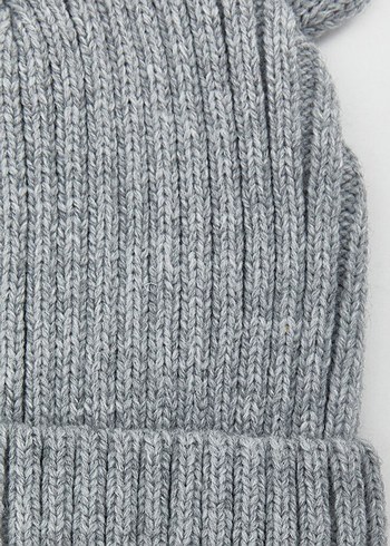 Gri Örgü Çocuk Bere Kulak Detaylı - Görsel 2