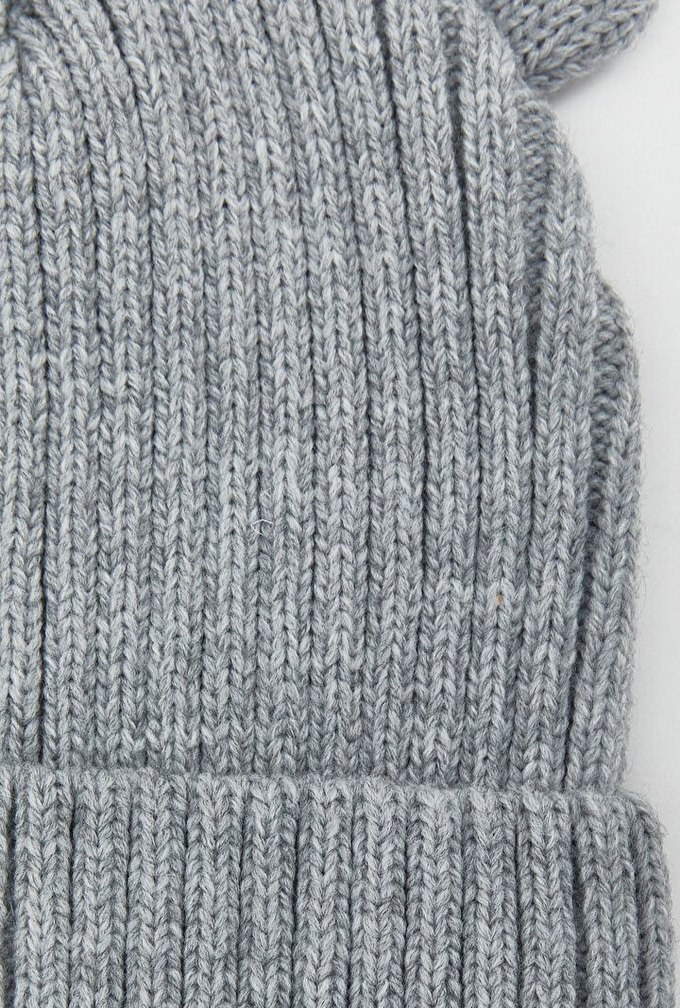 Gri Örgü Çocuk Bere Kulak Detaylı - Görsel 2