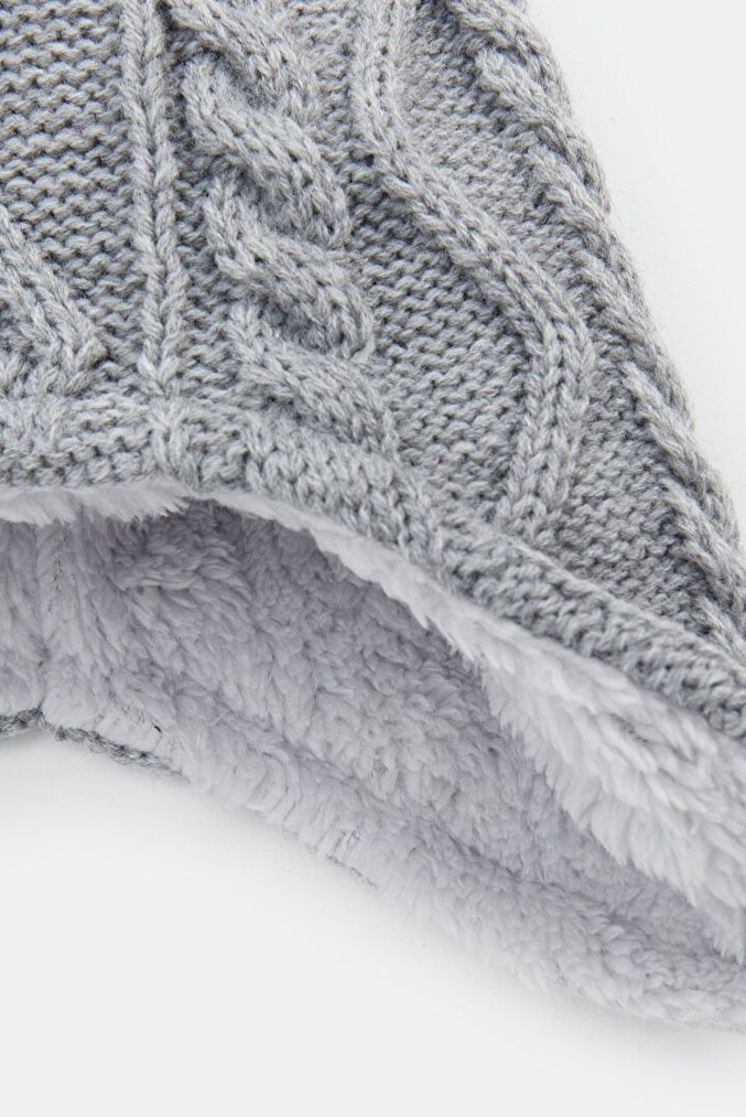 Gri Örgü Çocuk Bere Ponponlu - Görsel 3