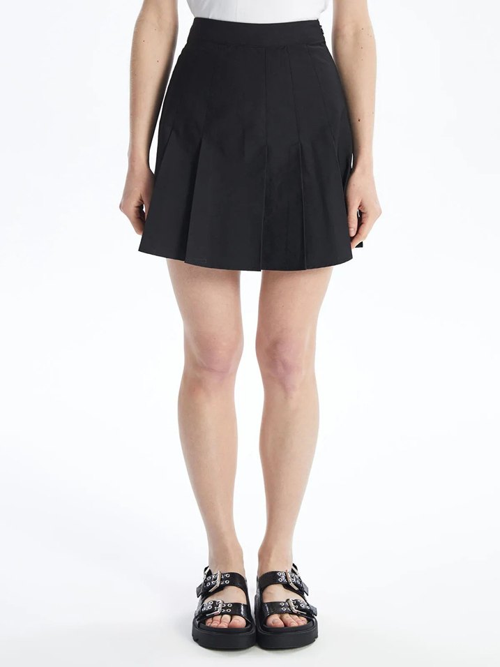 XSIDE Siyah Dar Fit Kadın Pileli Etek - Görsel 3