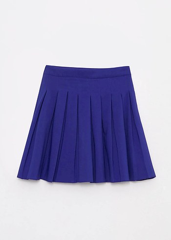 XSIDE Lacivert Beli Fermuarlı Düz Pileli Kadın Etek - Görsel 7