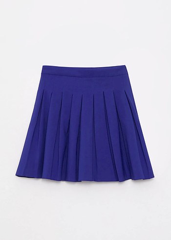 XSIDE Lacivert Beli Fermuarlı Düz Pileli Kadın Etek - Görsel 6