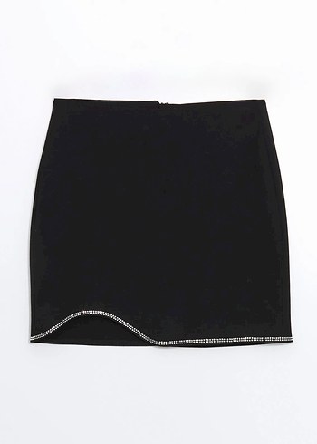 XSIDE Siyah Beli Fermuarlı Parlak Taşlı Kadın Etek - Görsel 5