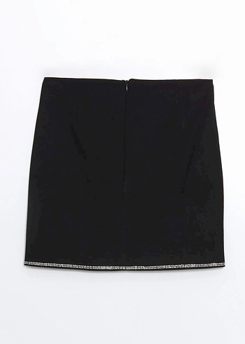 XSIDE Siyah Beli Fermuarlı Parlak Taşlı Kadın Etek - Görsel 6