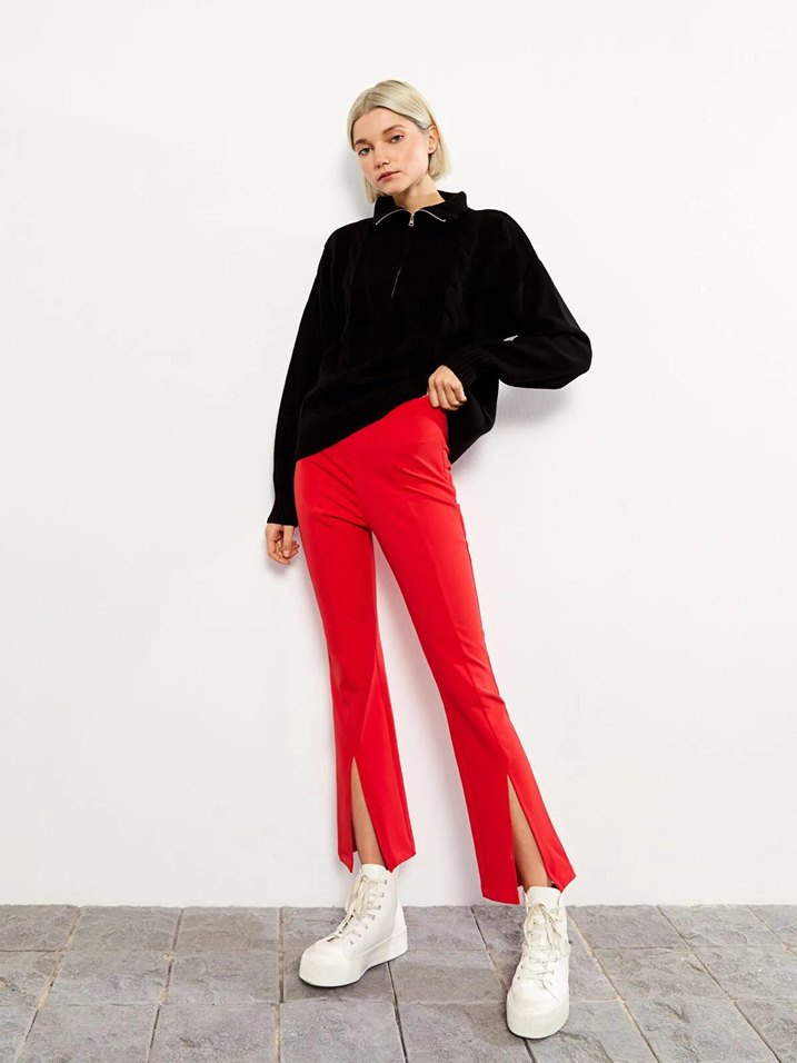 LCW Vision Kırmızı Kadın Dar Fit Düz Pantolon - Görsel 2