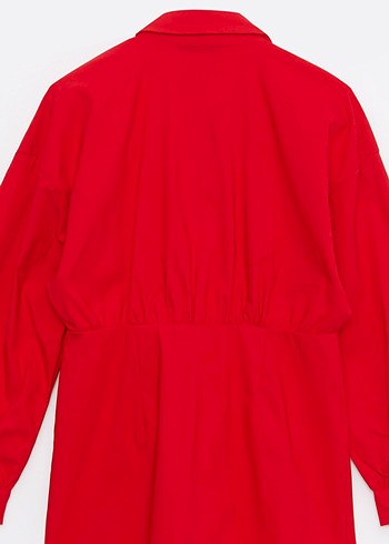 LCW Vision Kırmızı Düz Kollu Kadın Gömlek Elbise - Görsel 3