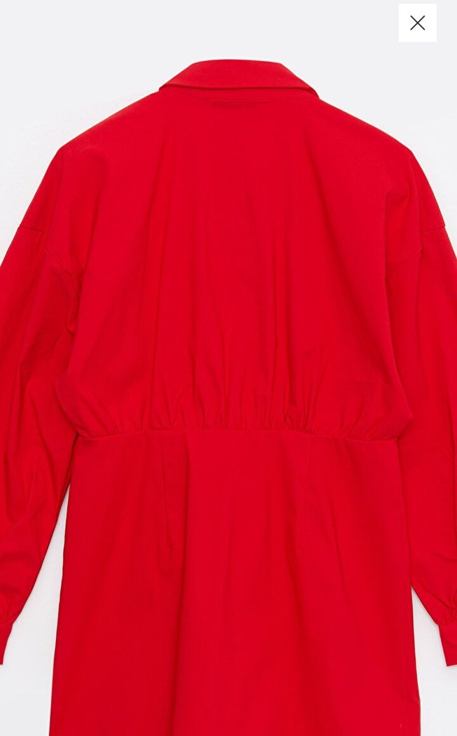 LCW Vision Kırmızı Düz Kollu Kadın Gömlek Elbise - Görsel 3