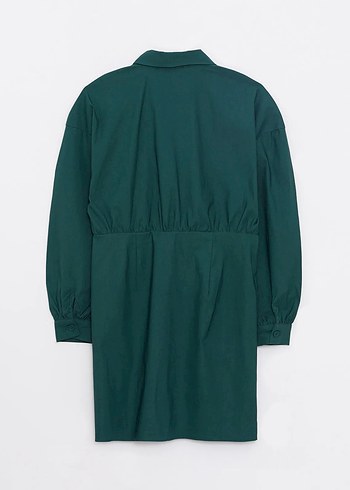 LCW Vision Yeşil Düz Uzun Kollu Kadın Gömlek Elbise - Görsel 2