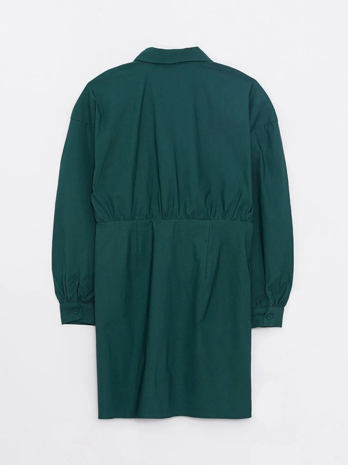 LCW Vision Yeşil Düz Uzun Kollu Kadın Gömlek Elbise - Görsel 2