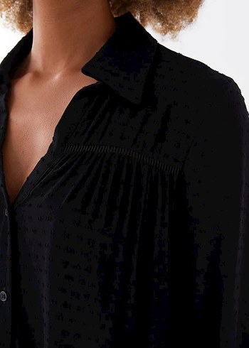 LCW Vision Siyah Puantiyeli Uzun Kollu Kadın Gömlek Elbise - Görsel 4