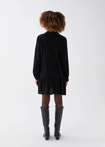 LCW Vision Siyah Puantiyeli Uzun Kollu Kadın Gömlek Elbise - Görsel 5