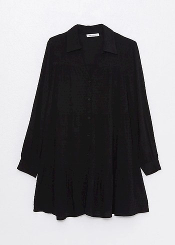 LCW Vision Siyah Puantiyeli Uzun Kollu Kadın Gömlek Elbise - Görsel 6