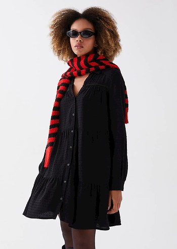 LCW Vision Siyah Puantiyeli Uzun Kollu Kadın Gömlek Elbise - Görsel 2