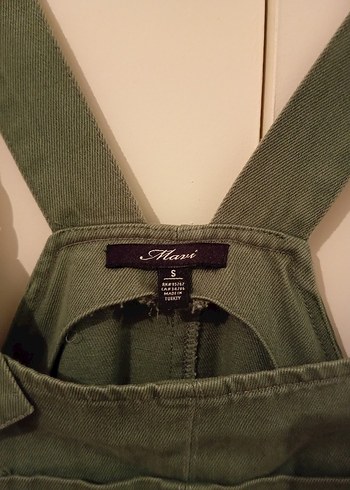 Kadın Haki Kot Salopet Elbise - Görsel 2