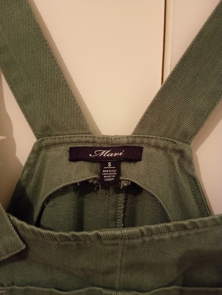 Kadın Haki Kot Salopet Elbise - Görsel 2