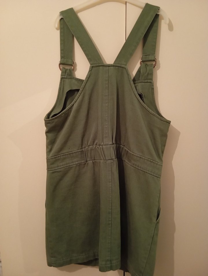 Kadın Haki Kot Salopet Elbise - Görsel 3