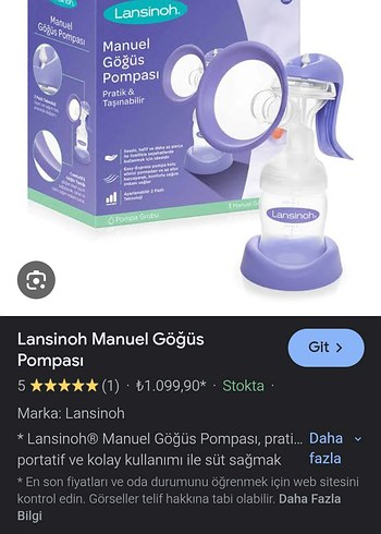 Lansinoh Manuel Göğüs Pompası Mor