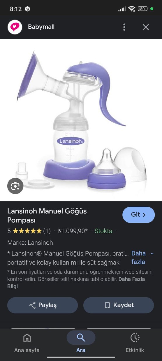 Lansinoh Manuel Göğüs Pompası Mor - Görsel 2