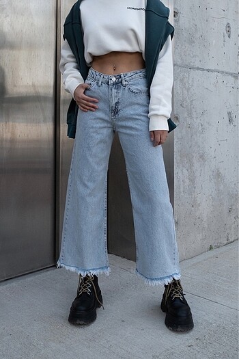 Buz Mavi Culotte Mom Jeans