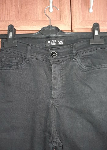 28 Beden Düğmeli Siyah Kadın Kot Pantolon