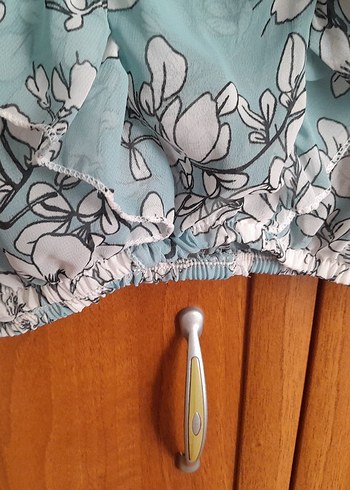 Uzun Kollu Turkuaz Desenli Kadın Bluz - Görsel 3