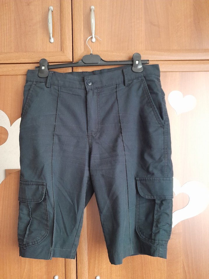 Erkek Lacivert Bol Kesim Denim Bermuda Şort - Görsel 3