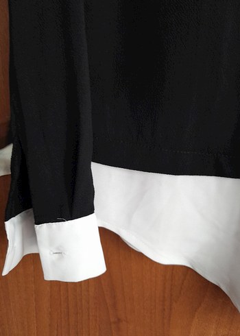 Siyah beyaz yakalı kadın gömlek - Görsel 4